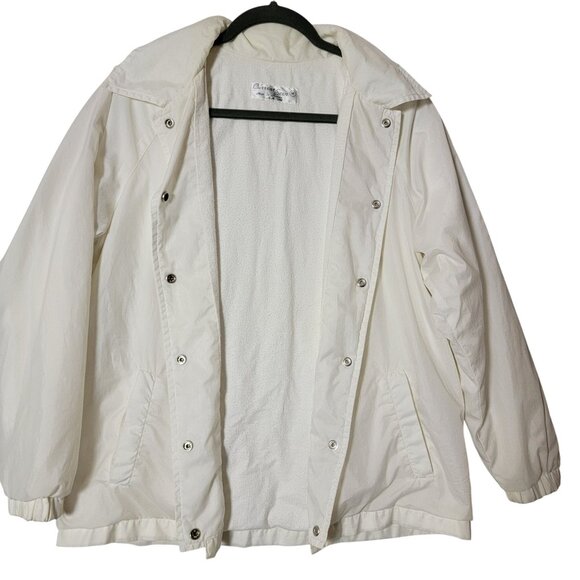 Vintage Current Seen Womens Windbreaker Jacket Size M Off White Snap Front - Picture 1 of 13